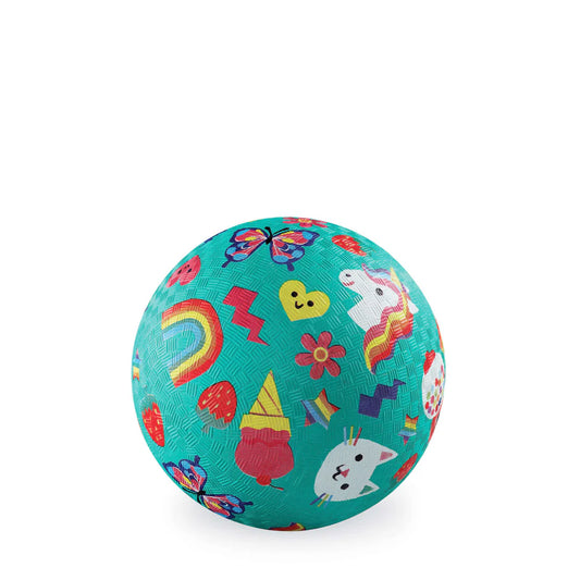 7 Inch Playground Ball - Smiley Aqua