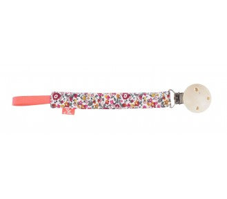 Kikadu Organic Cotton Pacifier Dummy Clip - Millefleurs Neon Red