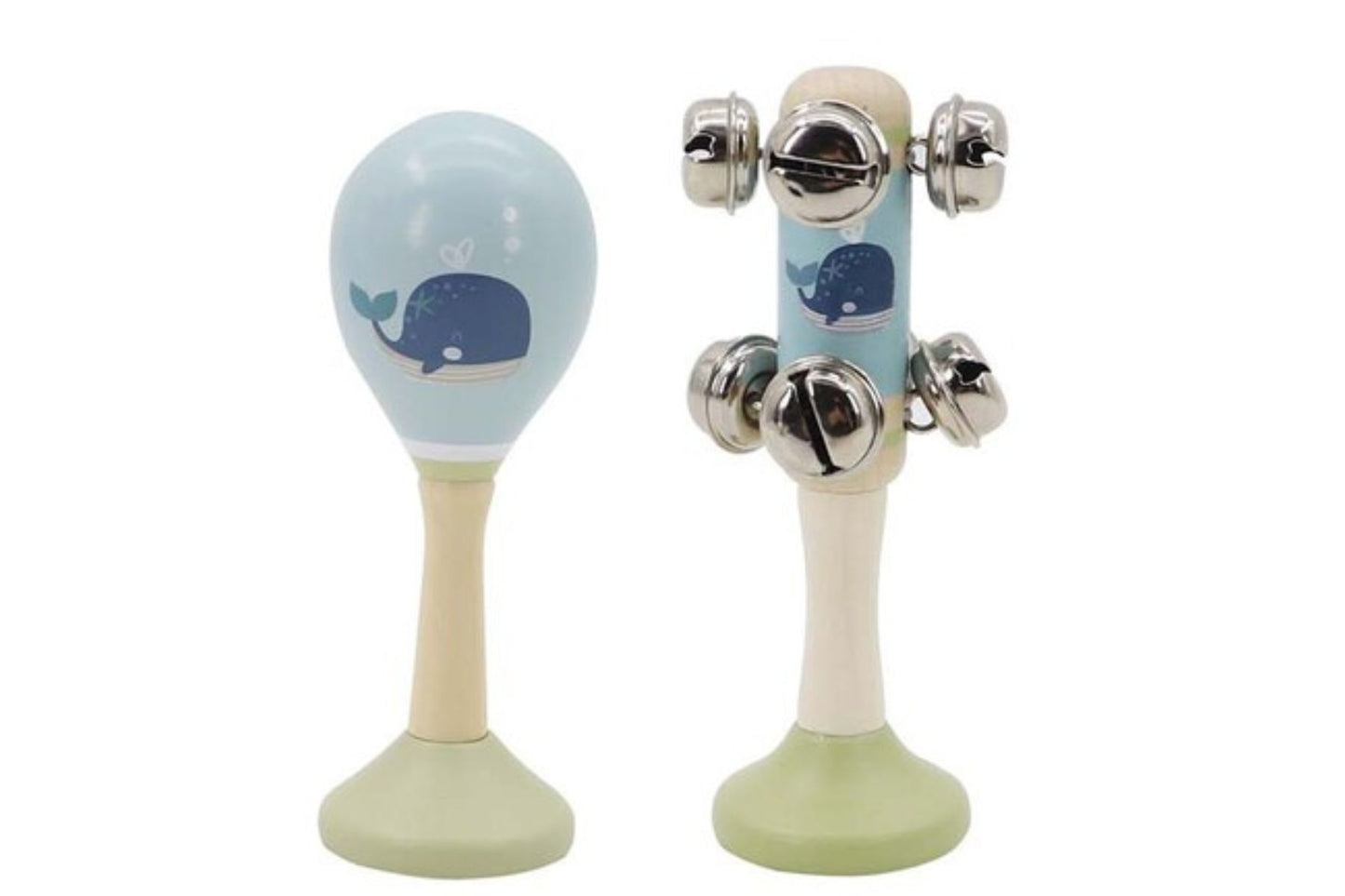 Calm & Breezy Wooden Maraca and Bell Set - Whale