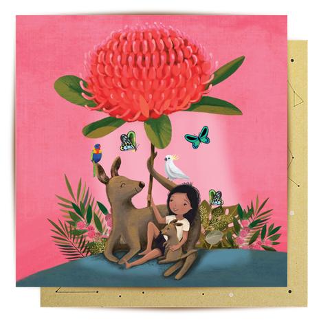 Greeting Card - Waratah Girl