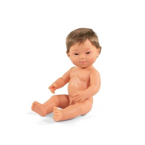 Miniland Caucasian Down Syndrome Baby Boy 38cm Doll Boxed