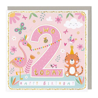 Cheerful Animals 2nd Birthday Card