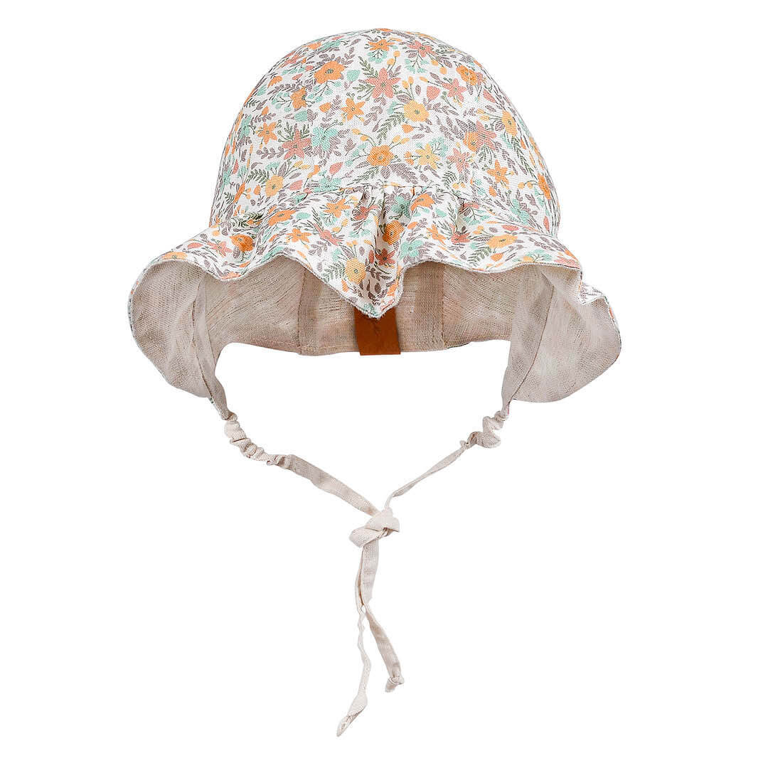 Bedhead ‘Searcher’ Reversible Ruffle Sun Bonnet- Faith/Flax