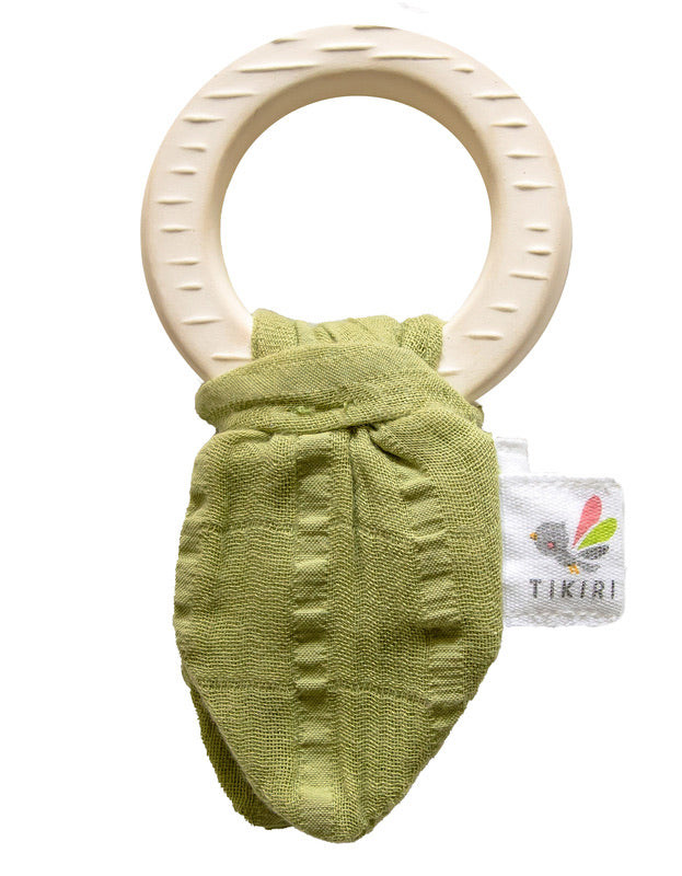 Natural Rubber Teether with Muslin Tie