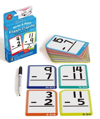 Write & Wipe Flash Cards - Subtraction 0 to 15