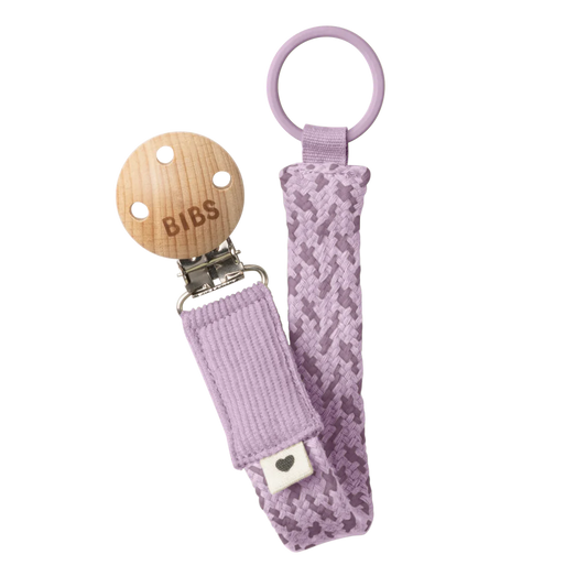 Bibs - Pacifier Clip- Braid - Violet Sky/Mauve