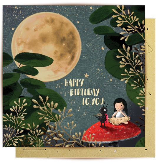 Greeting Card - Full Moon Ladybug