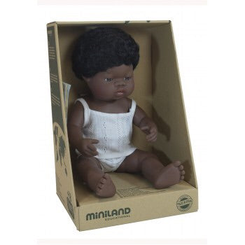 Miniland African Baby Boy 38cm Doll Boxed